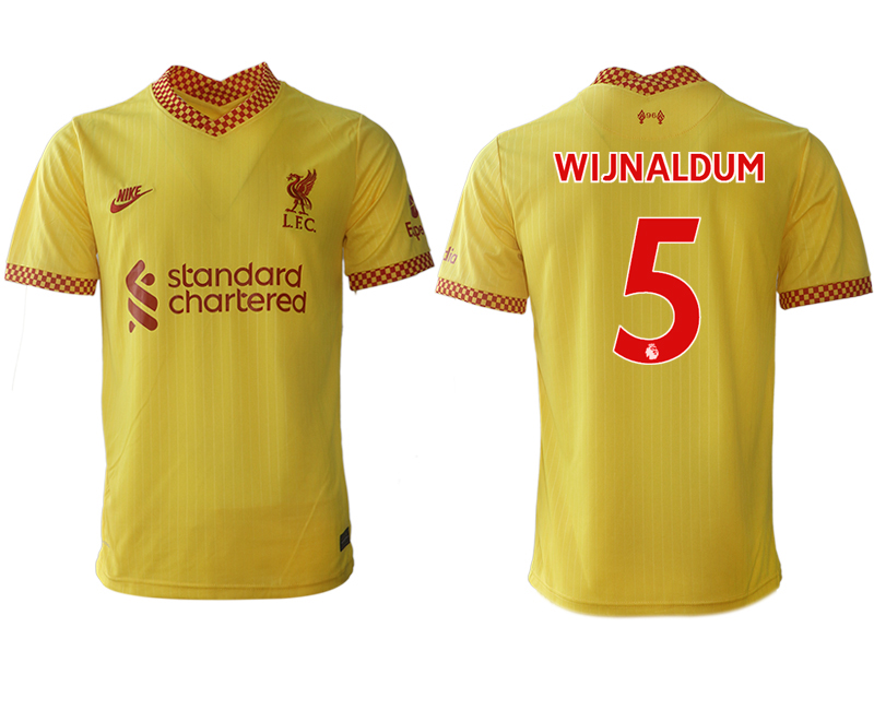 Men 2021-2022 Club Liverpool Second away aaa version yellow #5 Soccer Jersey->liverpool jersey->Soccer Club Jersey